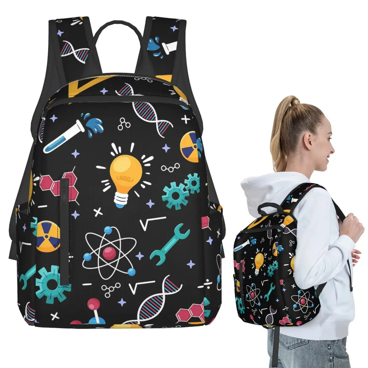 

STEM Icons Pattern Science Engineering Backpack Student BookBag Kids School Bag Laptop Shoulder Bags Boys Girls