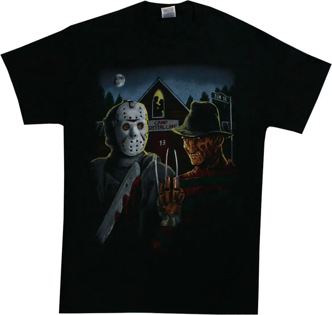 Changes Freddy Krueger Jason Voorhees American Gothic Men's Black Shirt, 3X-Large