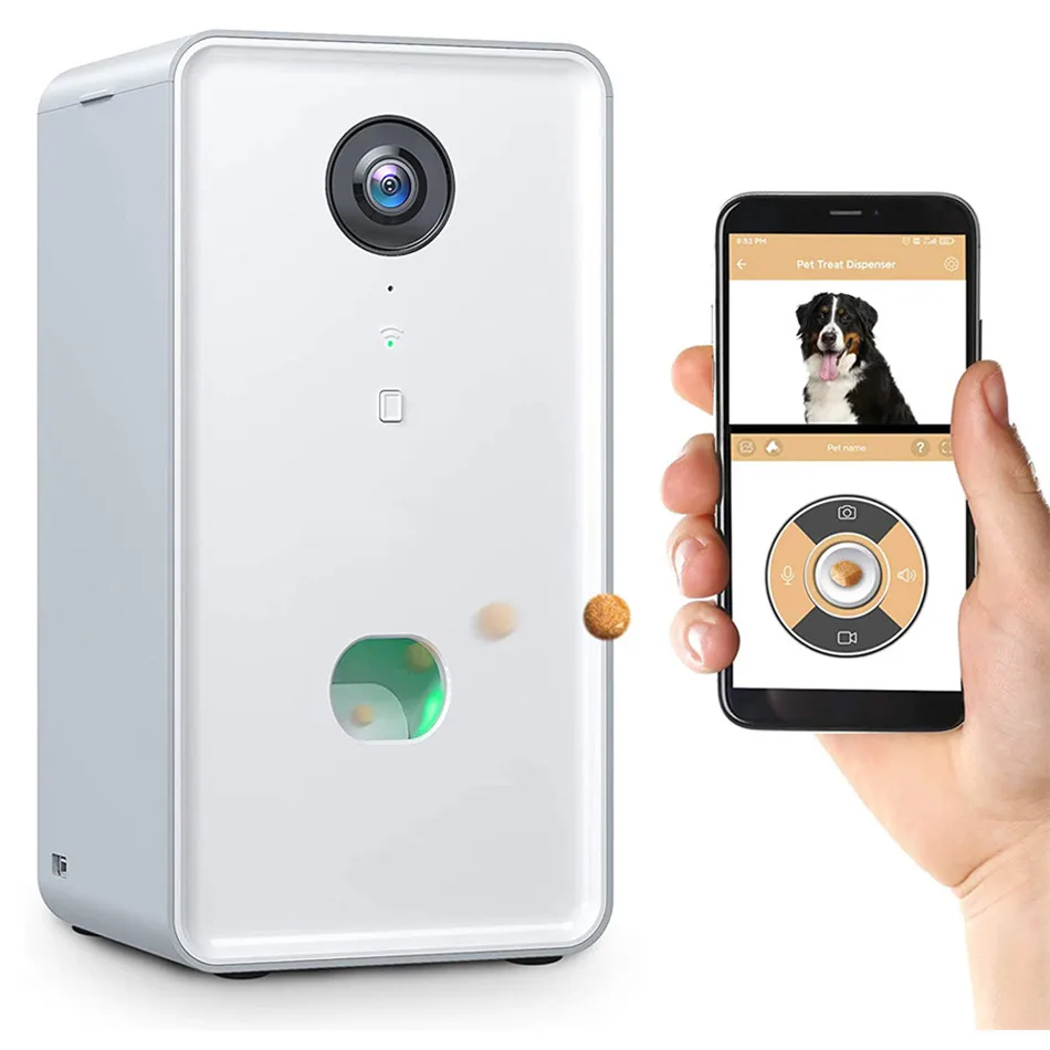 

2026 New Smart APP Video Dog Toys Interactive Cat Training Treat Dispenser Automatic Feeder Tuya Wifi Camera Pet Food Teaser