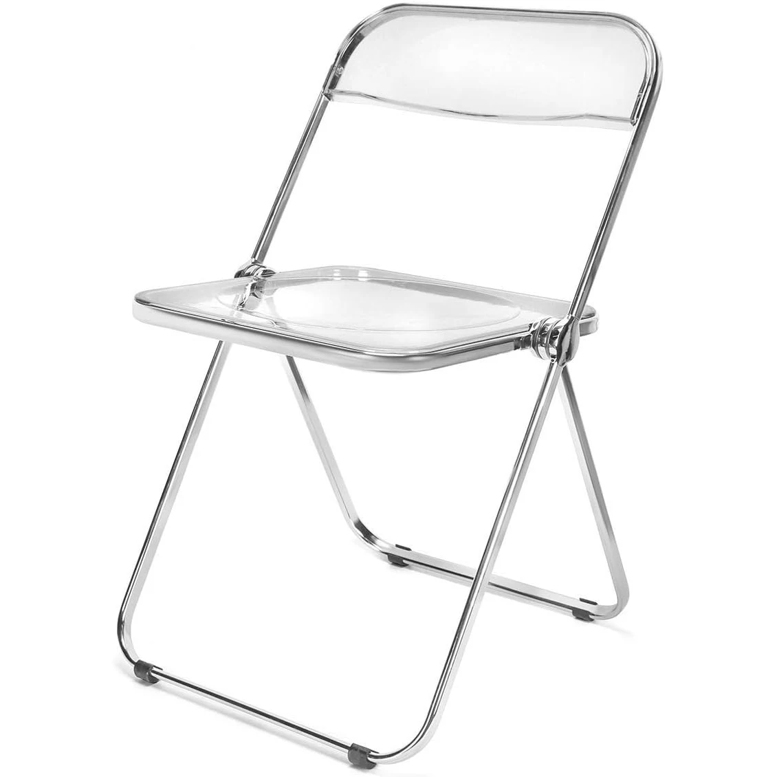 DIYHD Transparent Clear Folding Chair PC Plastic Living Room Seat Chrome Frame