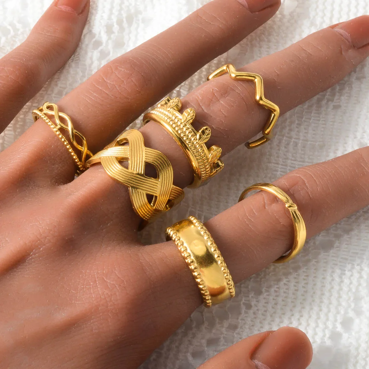 

Trendy Stainless Steel Rings Set Unisex Comfort Fit Wedding Band Party Jewelry Minimalist Design Lightweight Everyday Wear Gift