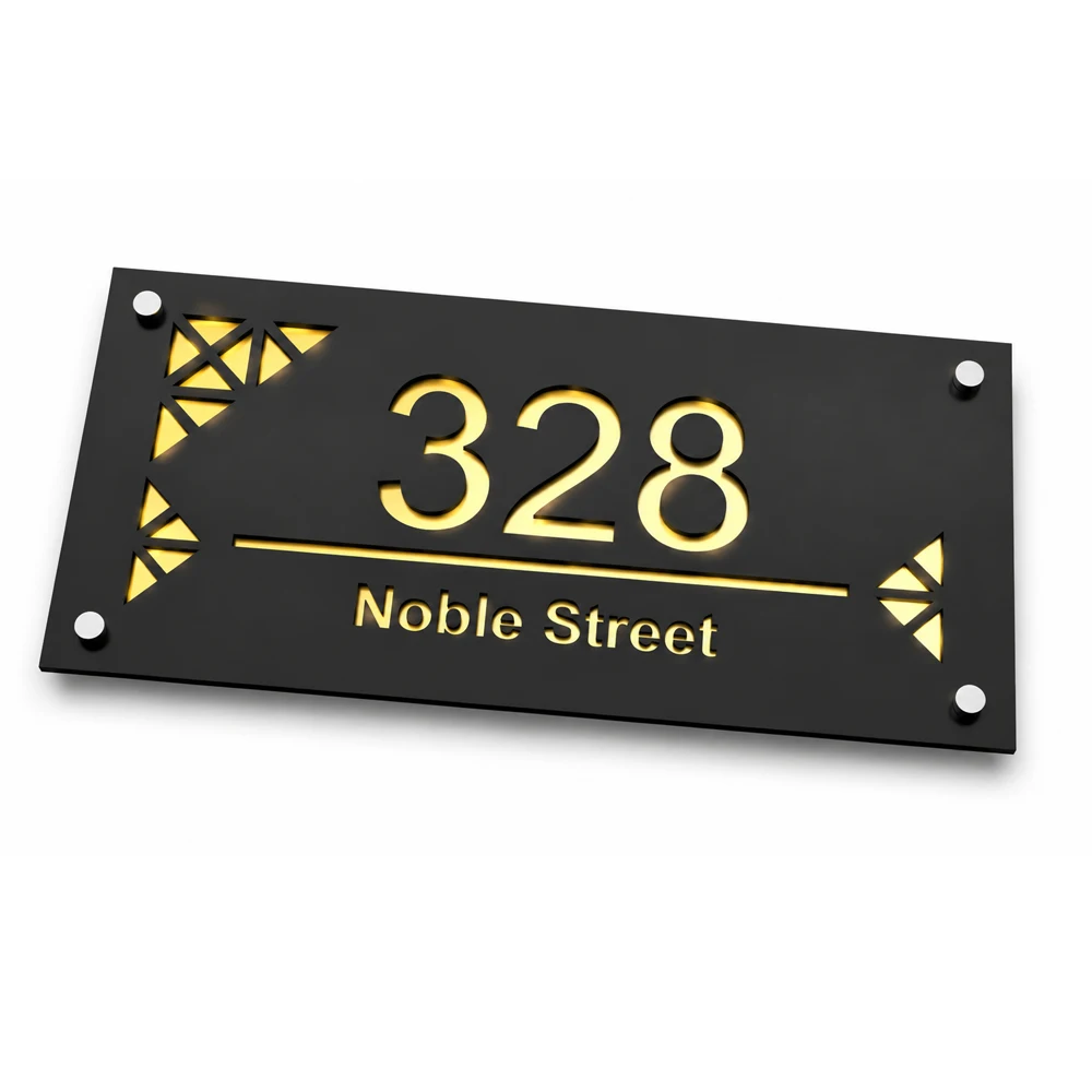 Custom House Number Sign Personalized Address Plaque Outdoor House Numbers Door Sign Modern Acrylic Villa Home Entrance Wall Dec