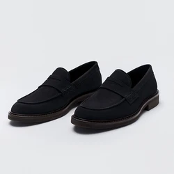 Men's Shoes British Style Business Office Leather Shoes Men Cowhide Comfortable Shallow Slip-on Lazy Flat With Loafers