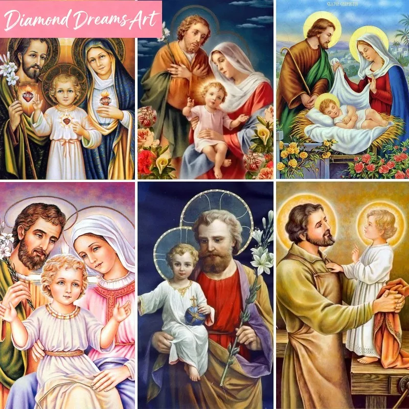 5D DIY Religiöse Diamant-Stickerei Heilige Familie Vollflächige Diamantmalerei Pfarrer Diamant-Mosaik-Kunst Heimdekoration Geschenk