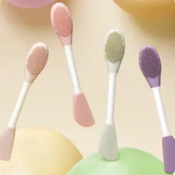 Silicone Facial Mask Brush Soft Head with Scraper Integrated Dual-use Mud Film Brush DIY Film Adjusting Beauty Tool Beauty