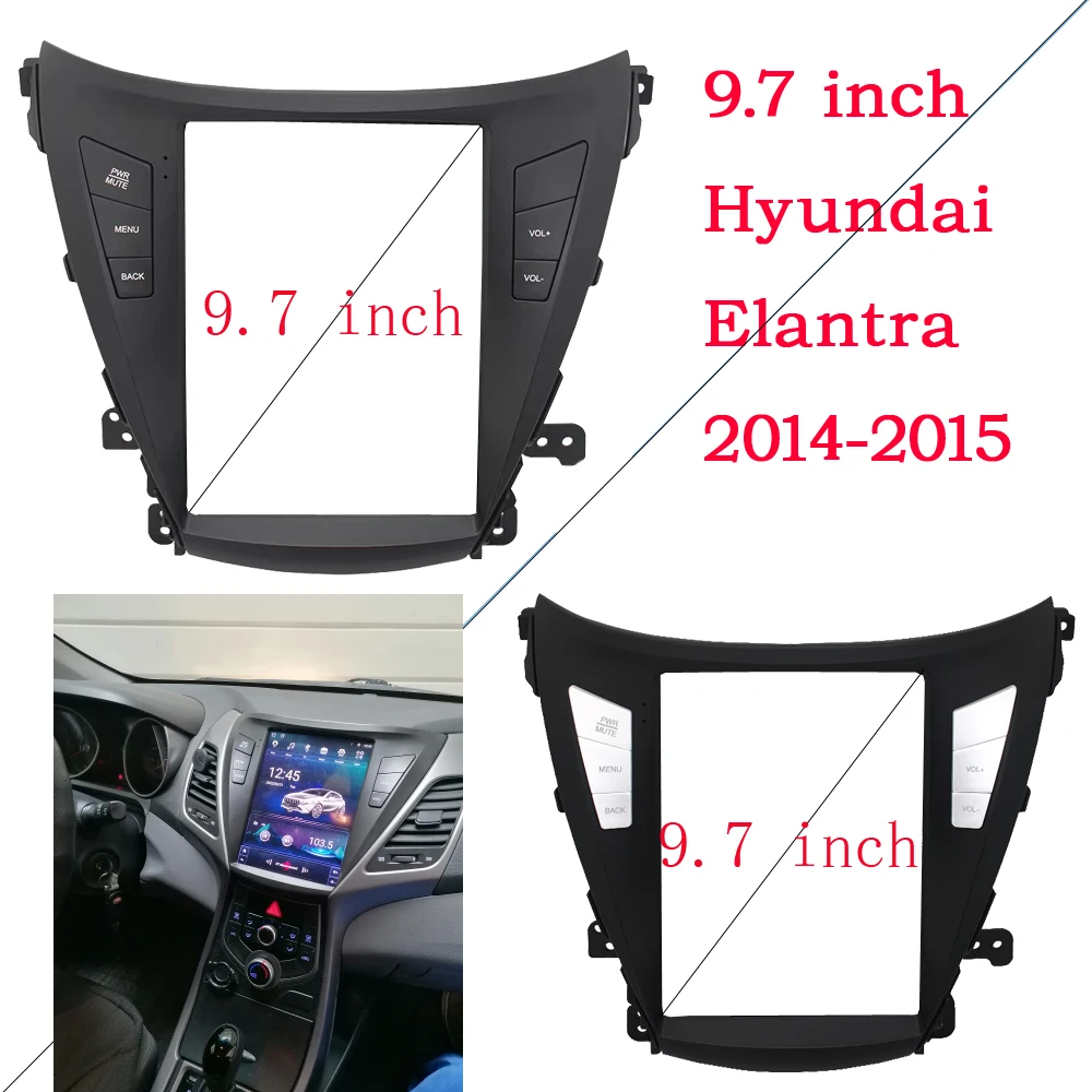 

HAOCHEN Car Frame Fascia Adapter Tesla Style Android Radio Dash Fitting Panel Kit For Hyundai Elantra 9.7Inch 2014-2016