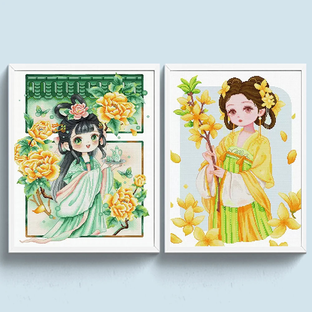 Fragrans Girl Cross Stitch Kits Eco-cotton Thread Embroidery 11CT Embroidery kits DIY Craft Home Decor Painting Embroidery Set