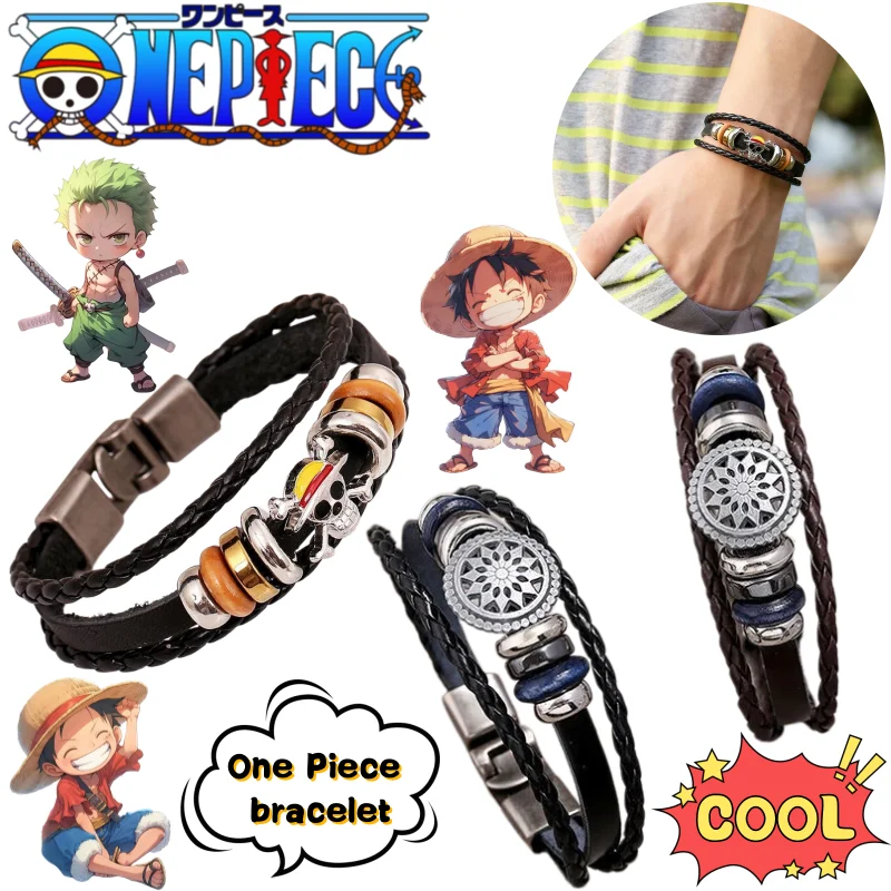 

One Piece Luffy Roronoa Zoro Bracelet High-Value Personalised DIY Printed Creative Retro Couple Cool Metal Versatile Wristband