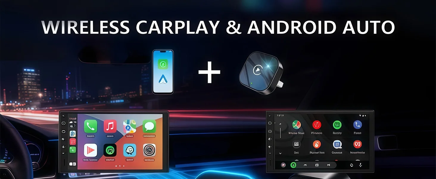 2-in-1 Kabelloser CarPlay & Android Auto Adapter, Plug & Play CarPlay Dongle Verwandelt Kabelgebunden in Kabellos, Schnelle Automatische Verbindung – Detail 5