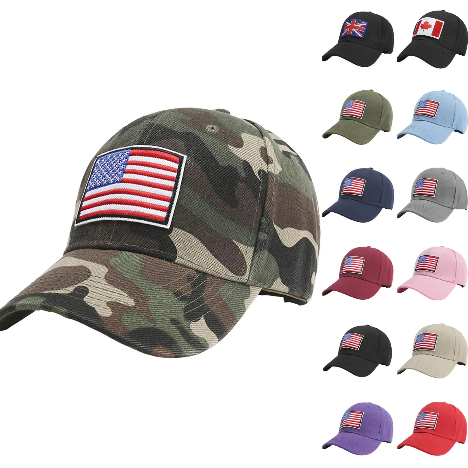 Flag Baseball Cap For Men Women Low Profile USA Operator Plain Dad Hat Foldable Hat