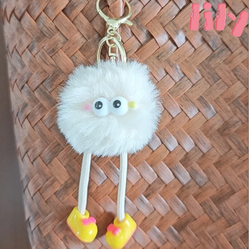 

Plush Toys Cute Otter Rabbit Fur Long Legs Small Coal Balls Car Keychains Plush Backpacks Hanging Decorations Gifts Toys