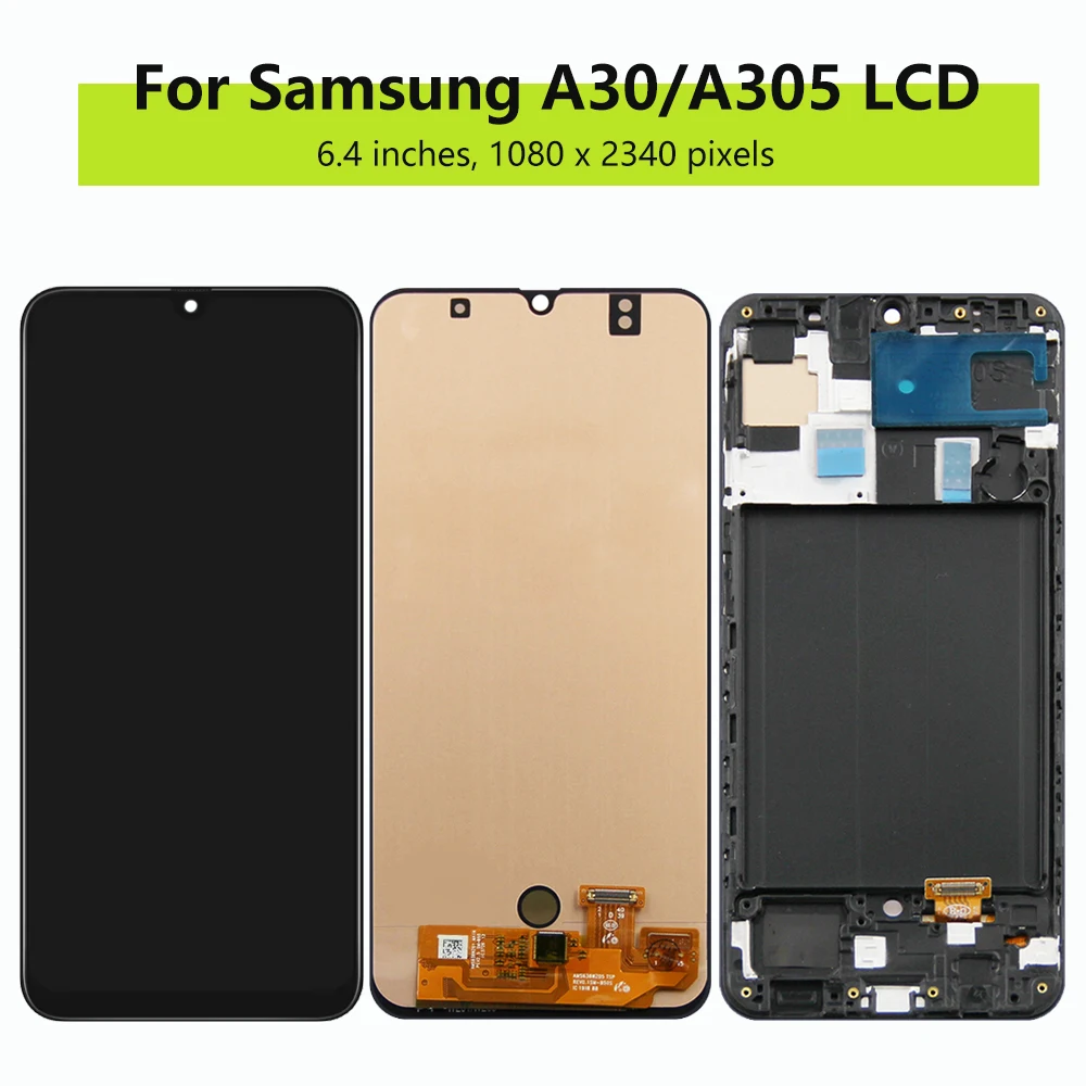 Super AMOLED A30 6.4\'\' For Samsung A30 A305F A305G A305N A305YN LCD Display Touch Screen Digitizer Assembly For Samsung A30 LCD