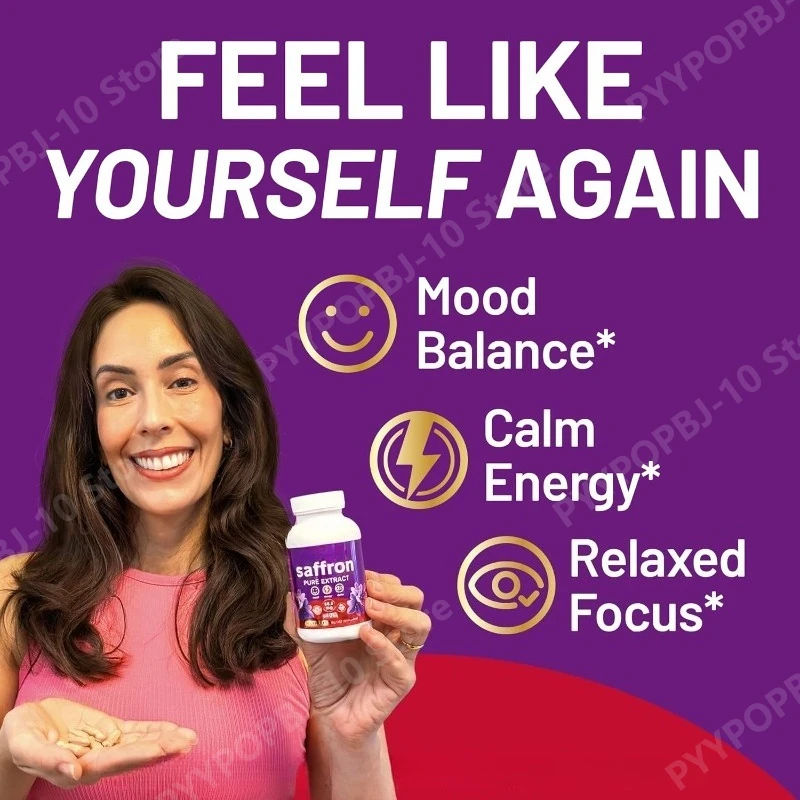 

Supplements for Mood Focus 88.5mg Pure Saffron Extract 3rd Party Tested Made in USA 3 Month Supply 90 Capsules