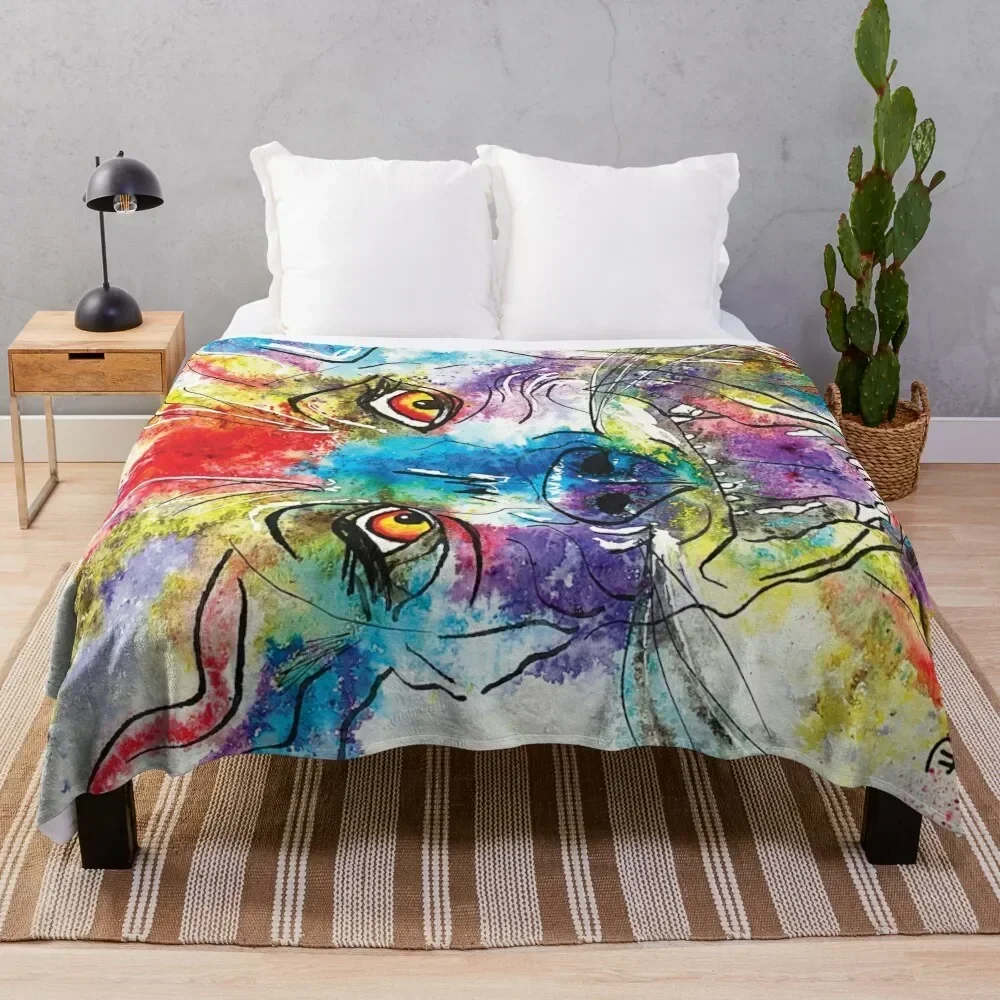 Kooky Kreatures 'Dylan: The Green Dog' Caricature Print — Art by Paquita Throw Blanket Loose Large sofa bed Blankets