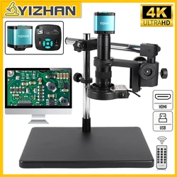 4K 48MP USB HDMI Dijital Video Elektronik Mikroskop Kamera 130X 150X 180X Zoom C Dağı Lens LED Işık Laboratuvar Telefonu Tamir Araçları