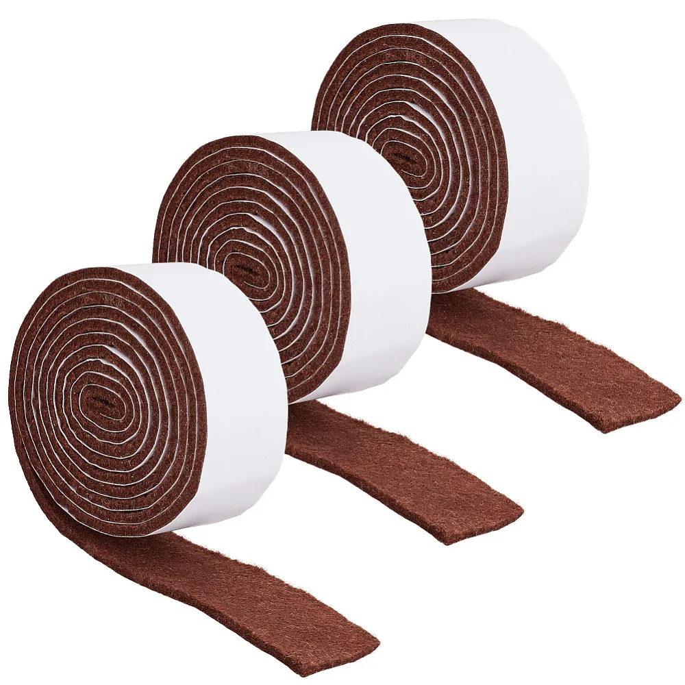 Selbstklebende Filz-Möbelpads für Tisch und Stuhl, rechteckig, Sattelbraun, 1500 x 27 x 3 mm