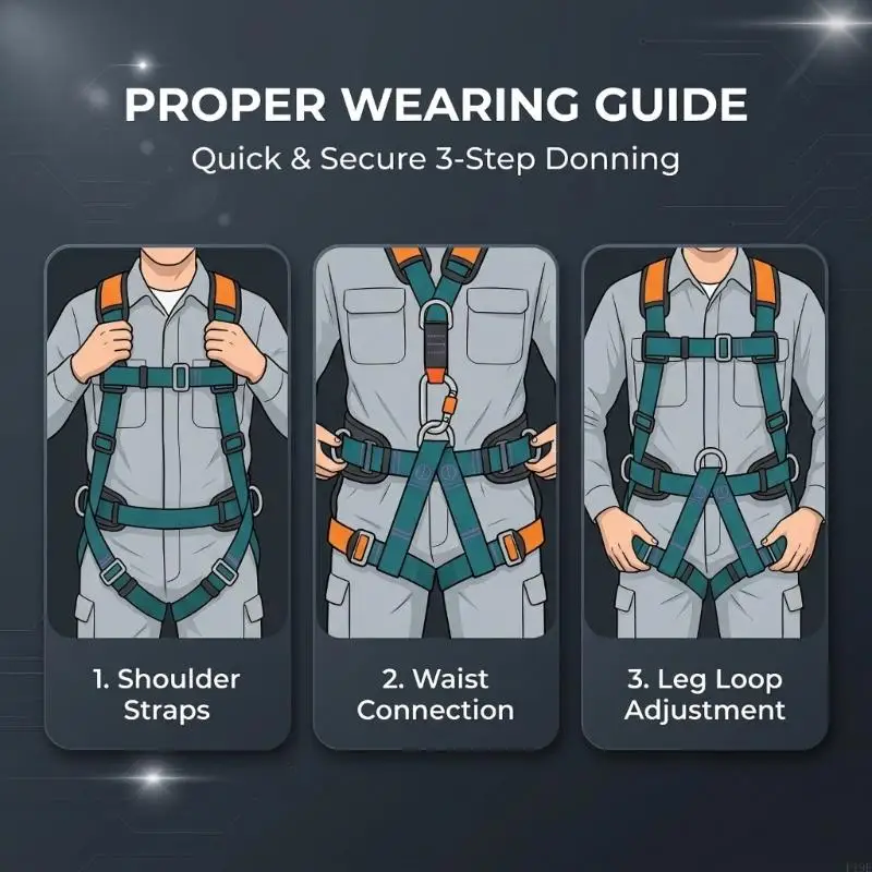 Adjustable Five-Point Safety Belt with Padded Shoulder, 150 kg or 330.69 lbs Capacity for Work-at-Height and Emergency F19E