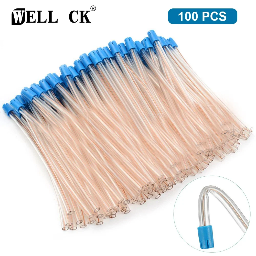 WELL CK 100pcs/lot Dental Aspirator Tube Tools Disposable Saliva Ejector Low Volume Suction Tips For Dentistry Clinic Lab Tools