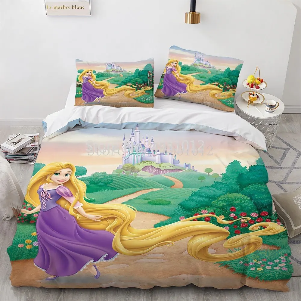 

Disney Beautiful Aurora Rapunzel Princess Baby 3D Bedding Set Snow White Duvet Cover Pillowcase for Boys Girls Kid Adult