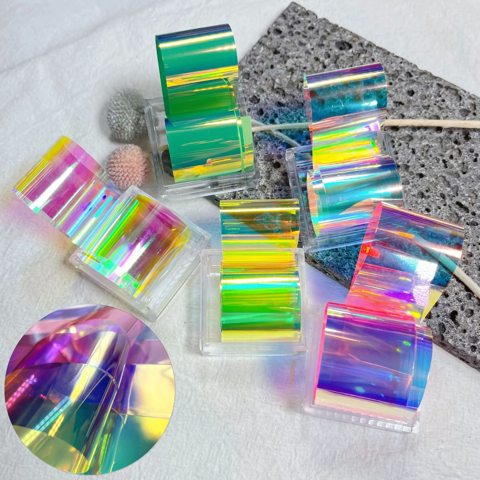 50cm Superior Transparent Nails Glass Foil DIY Stickers Cellophane Paper Korean Nail Trend Design Ice Cube Manicure Decoration