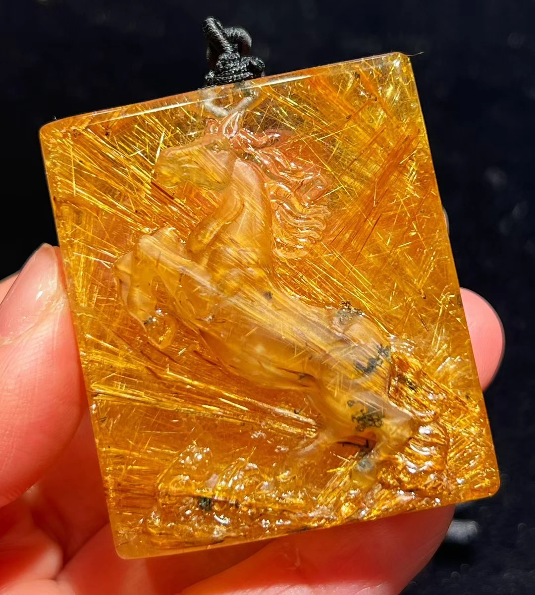 Natural Copper Rutilated Quartz Rectangle Pendant Rutilated Quartz Jewelry 50.43.16mm Bead Men Women Brazil AAAAAAA