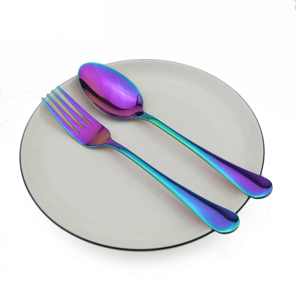 2Pcs Spoon Fork Set Dinnerware Gold Cutlery Stainless Steel Dinner Set Rose Gold Cutleries Tableware set Dinner Fork