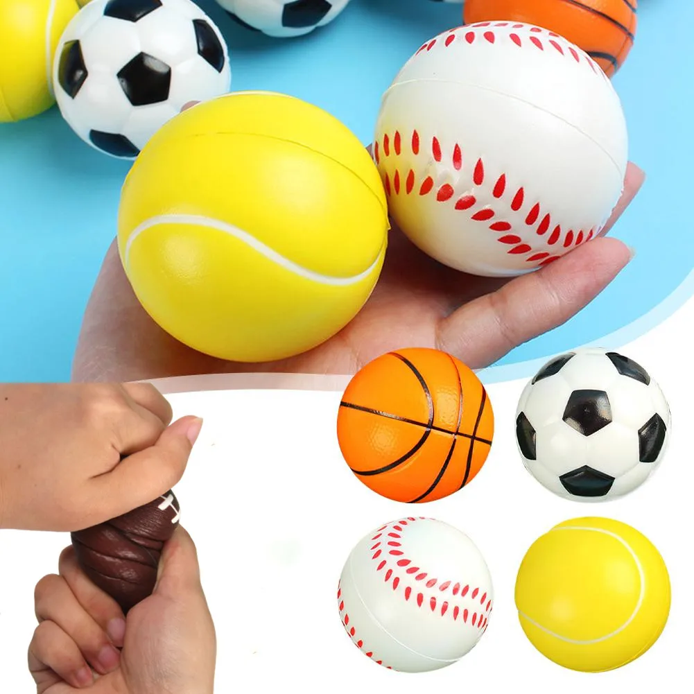 5Pcs Children Soft Football Basketball Baseball Tennis MotionToys Foam Sponge Decompression Vent Stress Balls Soccer Anti Stress