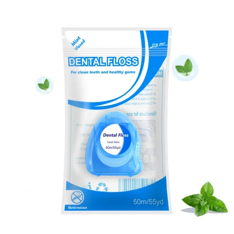 6Pcs Dental Floss 50m/55yd Mini Portable Dental Mint Waxed Floss Oral Cleaning String Floss 164ft/50m