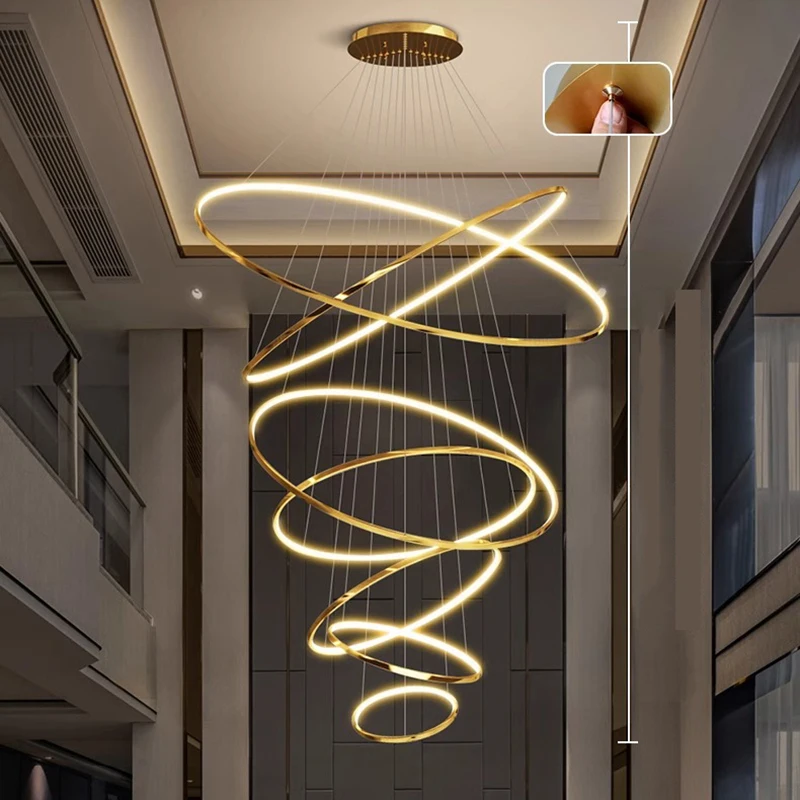 Light luxury home decoration LED staircase pendant light, living room pendant light, dining room pendant light indoor lighting