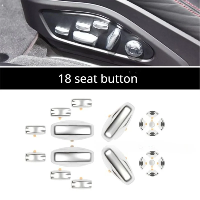 Car Front Rear Seat Adjustable Button Cover Interior Trim Sticker for Porsche 2018-2023 Panamera Taycan Macan Cayenne 718