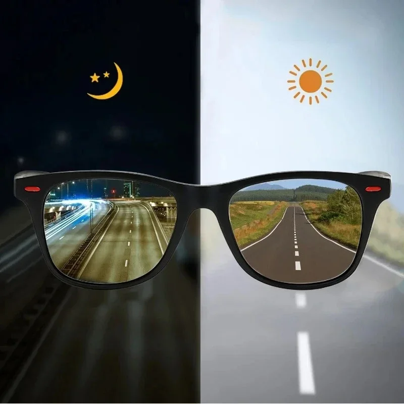 

Polarized Night Vision Sunglasses for Men - PC Frame UV400 Driving/Outdoor Sport Goggles, Anti-Glare Day & Night Use