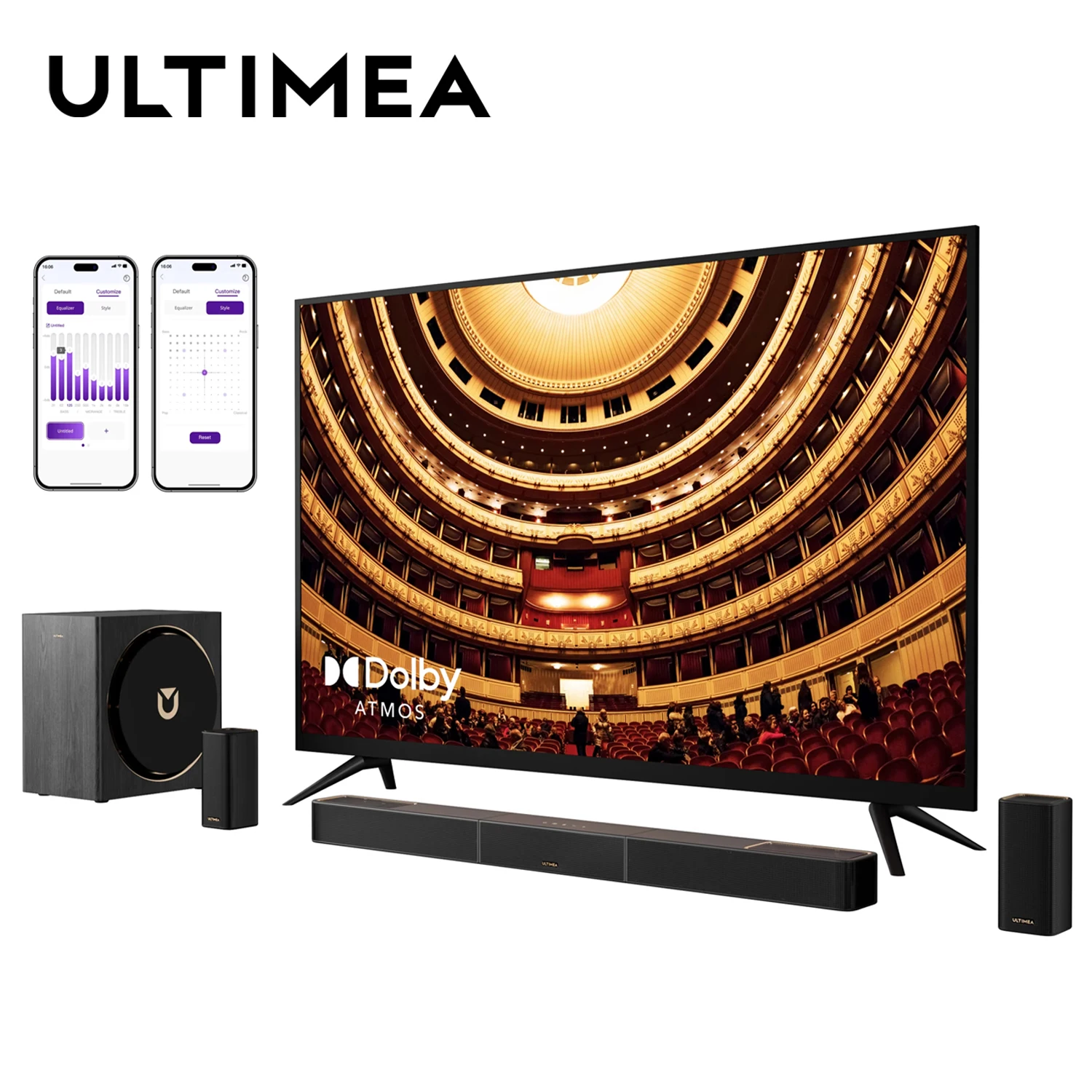 

ULTIMEA 7.1.4ch Dolby Atmos Sound Bar, 840W with 8" Wireless Subwoofer, APP Control, GaN Amp & 4K HDR Passthrough