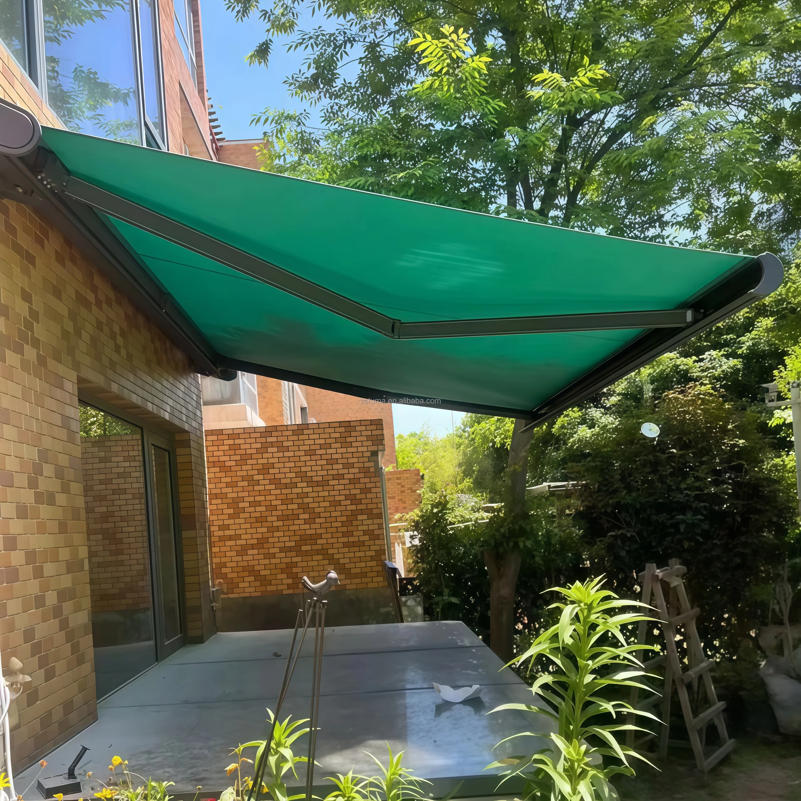 Full Cassette Sunshade Outdoor Waterproof Retractable Aluminum Awning Folding Arm with Led Lights Front Door Roof Canopy view 3