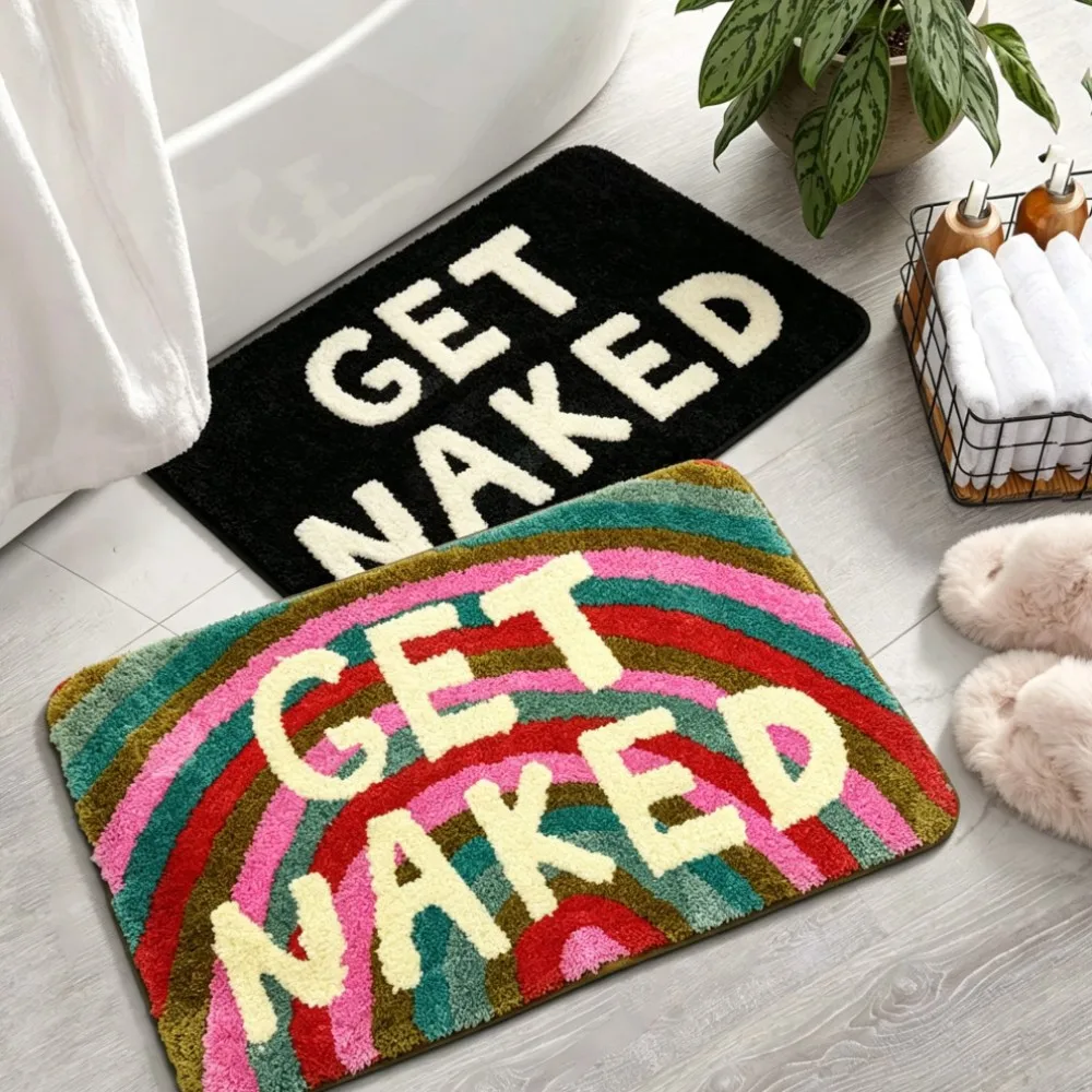Tufted Get Naked Bath Mat 40x60cm 50x80cm Colorful Black White Shower Rug Cute Gift Bathroom Rugs for Bathtub Apartment Decor