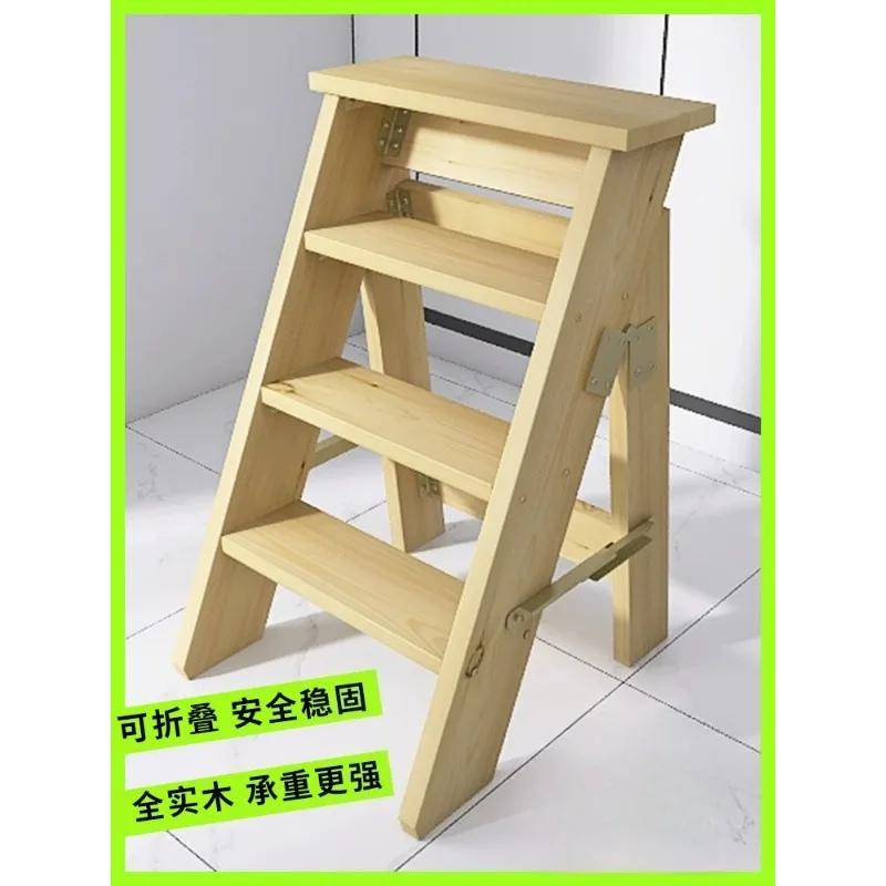 For solid wood herringbone ladder folding flower shelf bookshelf wooden storage steps step ladder