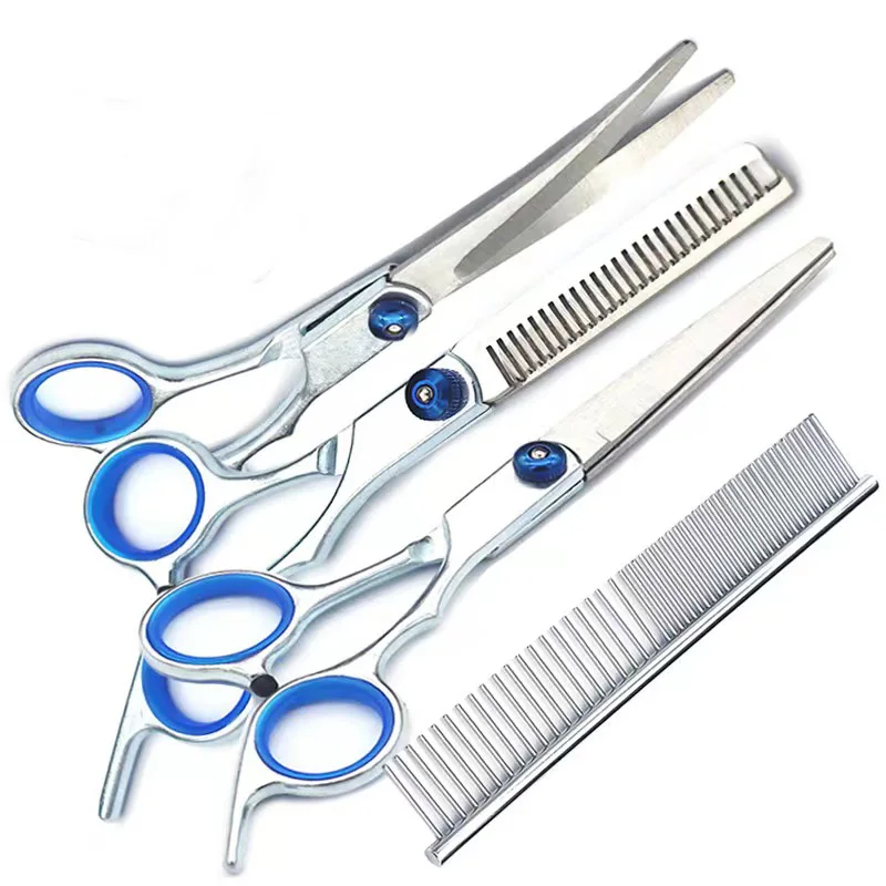 5pcs/Set Stainless Steel Pet Dogs Grooming Scissors Suit Hairdresser Scissors For Doas Professional Animal Barber Cutting Tools