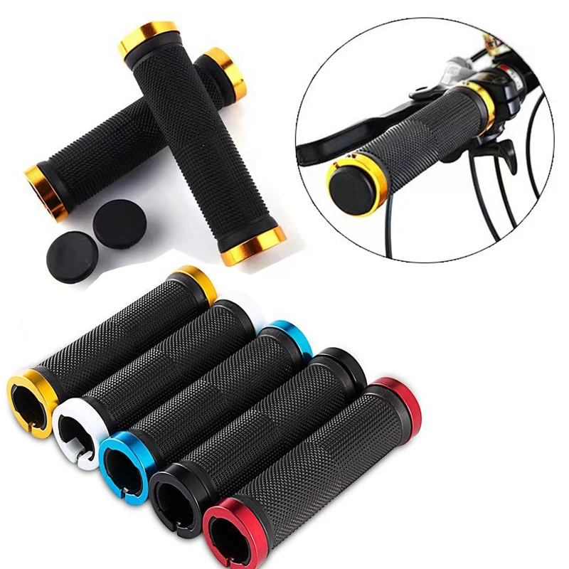 AliExpress Bicycle Rubber Grips Alloy Lock Non-Slip Rubber Bicycle Handlebar Grips Double Aluminum Lock on Locking Bicycle Handlebar Grips