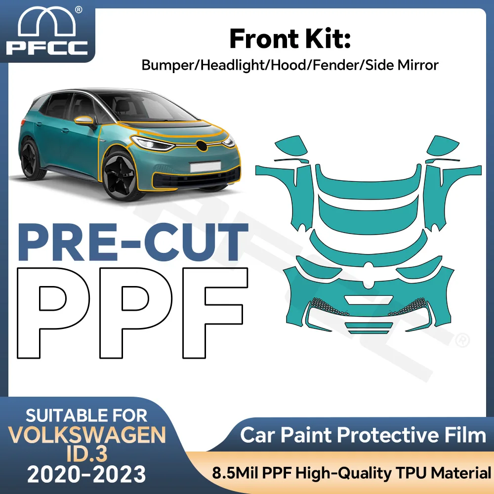 For Volkswagen ID.3 2022 Clear TPU Precut Paint Protection Film 8.5mil Self-Healing Scratch-Resistant Anti-Yellowing Invisible