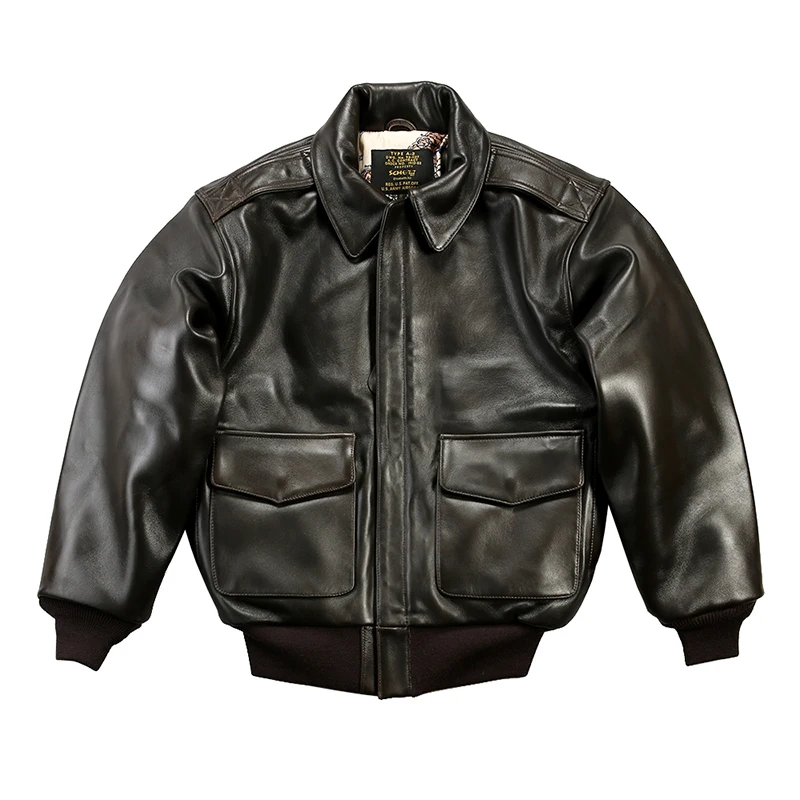 Euro-american Plus Size Pilot Jackets High-end Bomber Genuine Leather clothings Men's Heavy Winter Lambskin Clothes