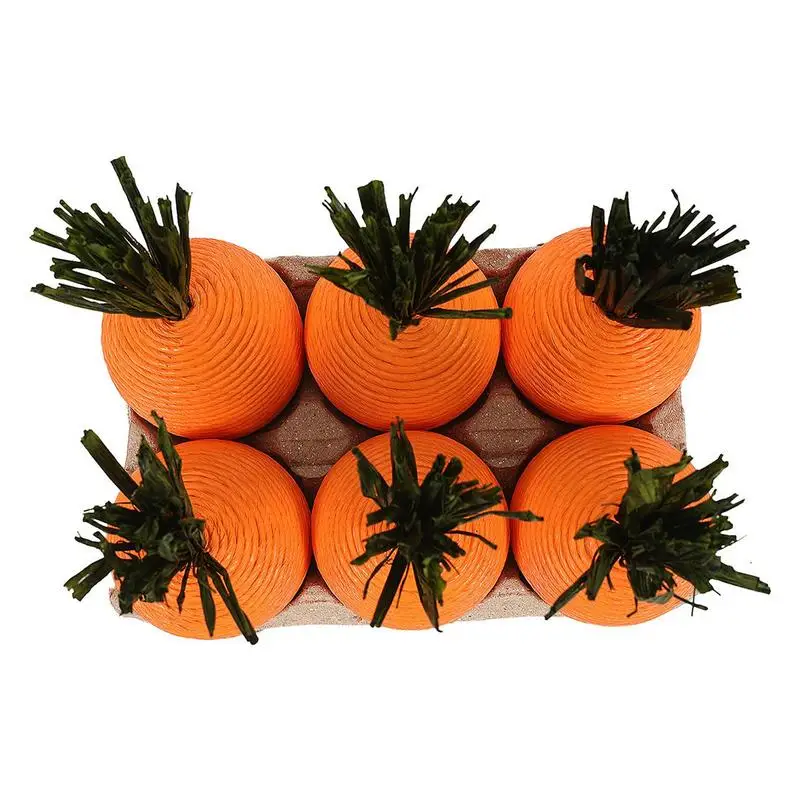 6pc Easter Carrot Ornaments 2025 Spring Easter Party Home Decor Kids Birthday Gift Artificial Carrot Vegetables Table Centerpies