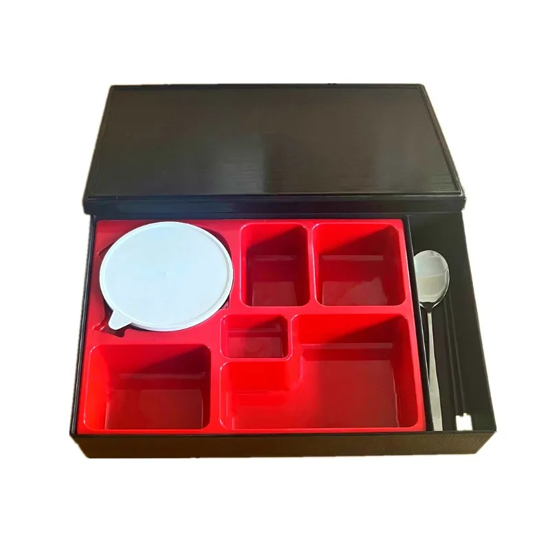 

Japanese Bento Box with Utensils, Compartment Melamine Lunch Box, Heat-Resistant for Office & Travel