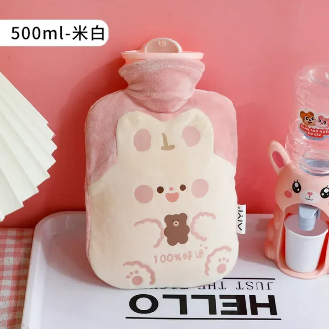 500/1000ml Cartoon Winter Large Warmer Hot Water Bag for Period Pain Menstrual Heater Plush Hand Warmer Guatero Bottle Christmas