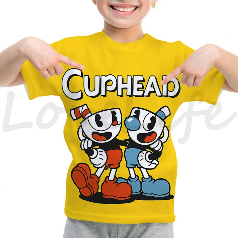 

Children T-shirt Cuphead T Shirt Cartoon Anime T-shirts Boys Girls Tees CUPHEAD Print Tshirt Summer Kids Short Sleeve Tops gifts