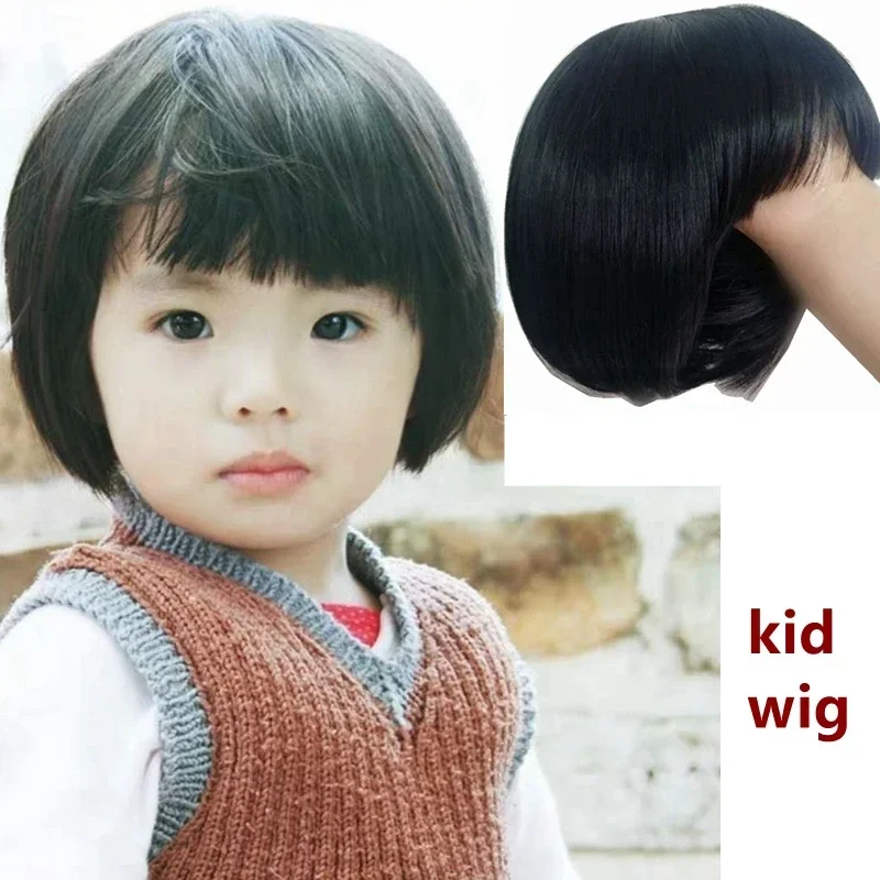 Children's Hair Accessories Baby Wigs Boy Headdress Little Girl Headgear Kids Black Hood Brown Head Cover Reborn Doll Toupee