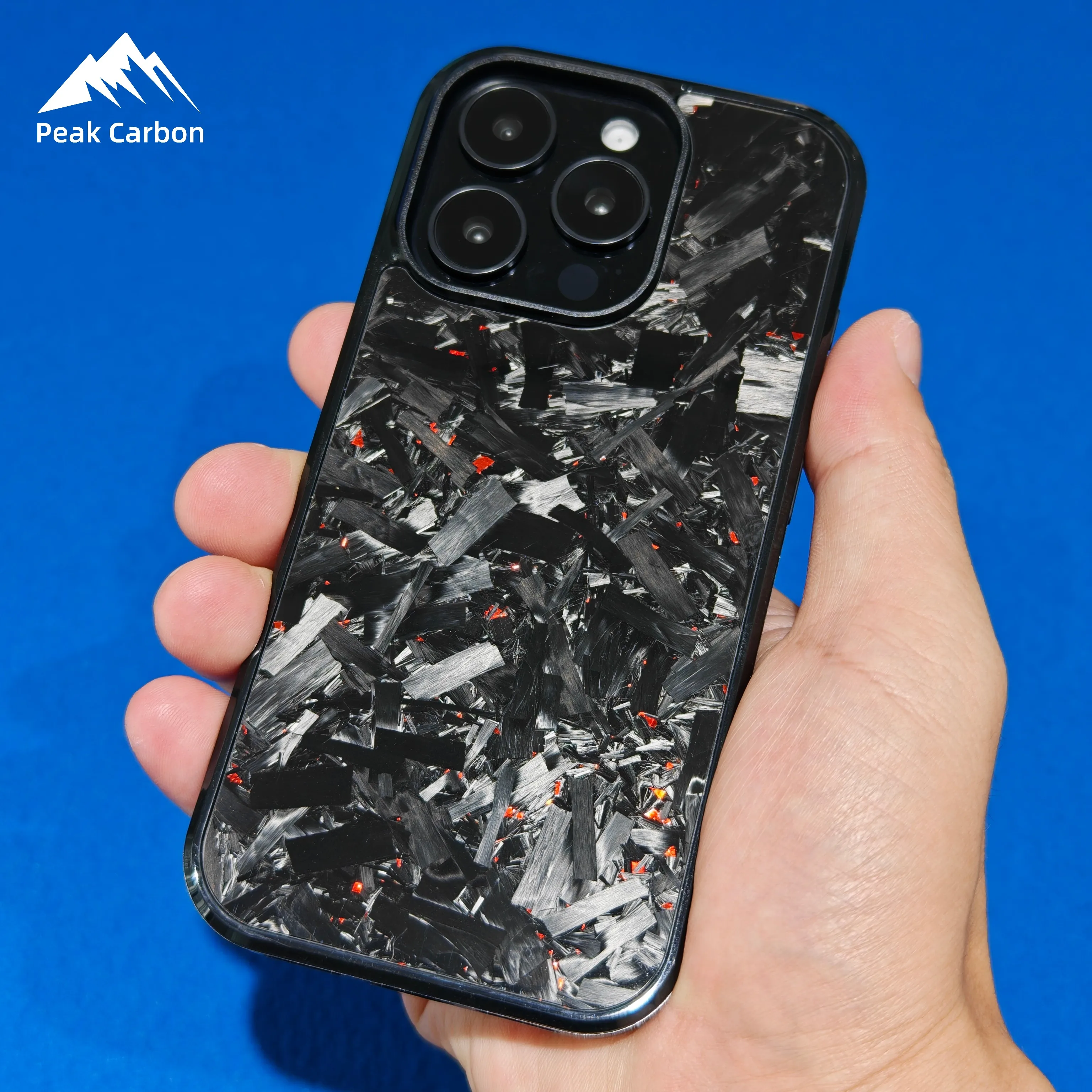 

Magnetic Red Glossy Big Forged Carbon Fiber Protective Case for iPhone 16 15 14 13 12 11 Pro Max 16e 16Pro 15+ 14+ with Magsafe