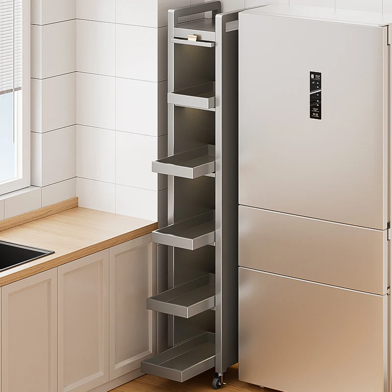 

Crack storage cabinet gap rack kitchen refrigerator side pull-out cabinet bathroom ultra narrow slot storage side