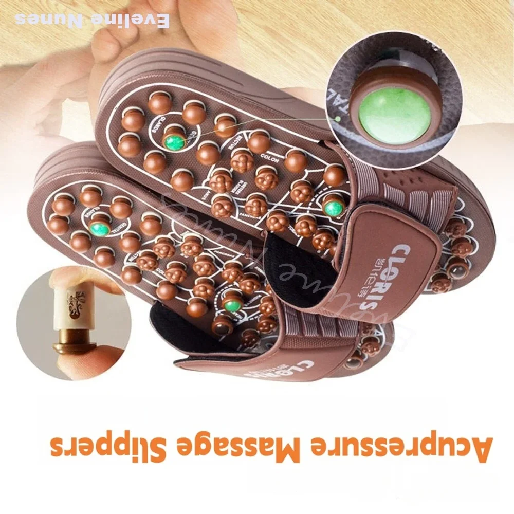 Brown Foot Massage Slippers Men/women Gift First Choice Acupressure Jade Spring Magnetic Therapy Shoes - view 2