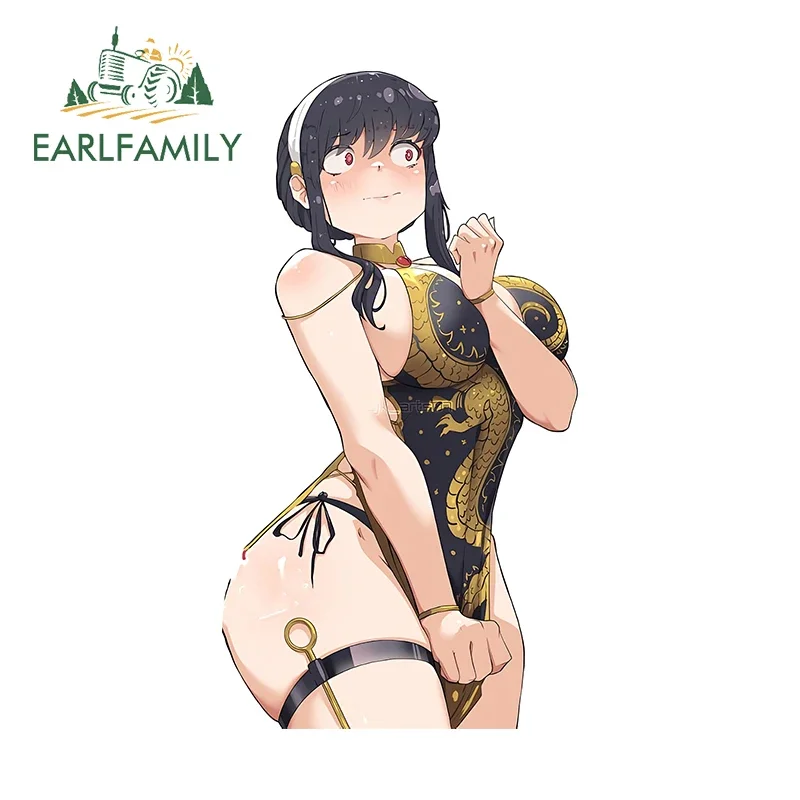 

EARLFAMILY 13cm X 7cm for Yor Briar Sexy Qipao Shy Car Stickers Cartoon Graffiti Decals Waterproof Cute Car Styling Windshield