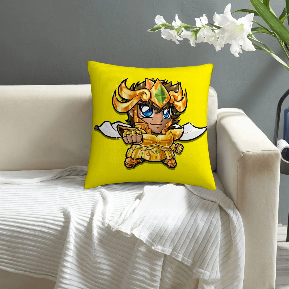 Chibi S-Saint S-Seiya Pillow Case Sofa Decorative Home Double-sided Printing Short Plush Cushion Cover Throw Pillow Cover Gifts