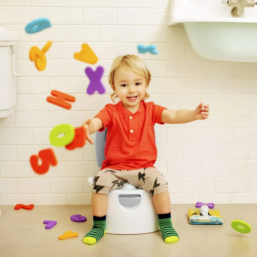 3-in-1 Potty Training Seat with Step Stool, Removable Bowl for Easy Cleaning, Grey